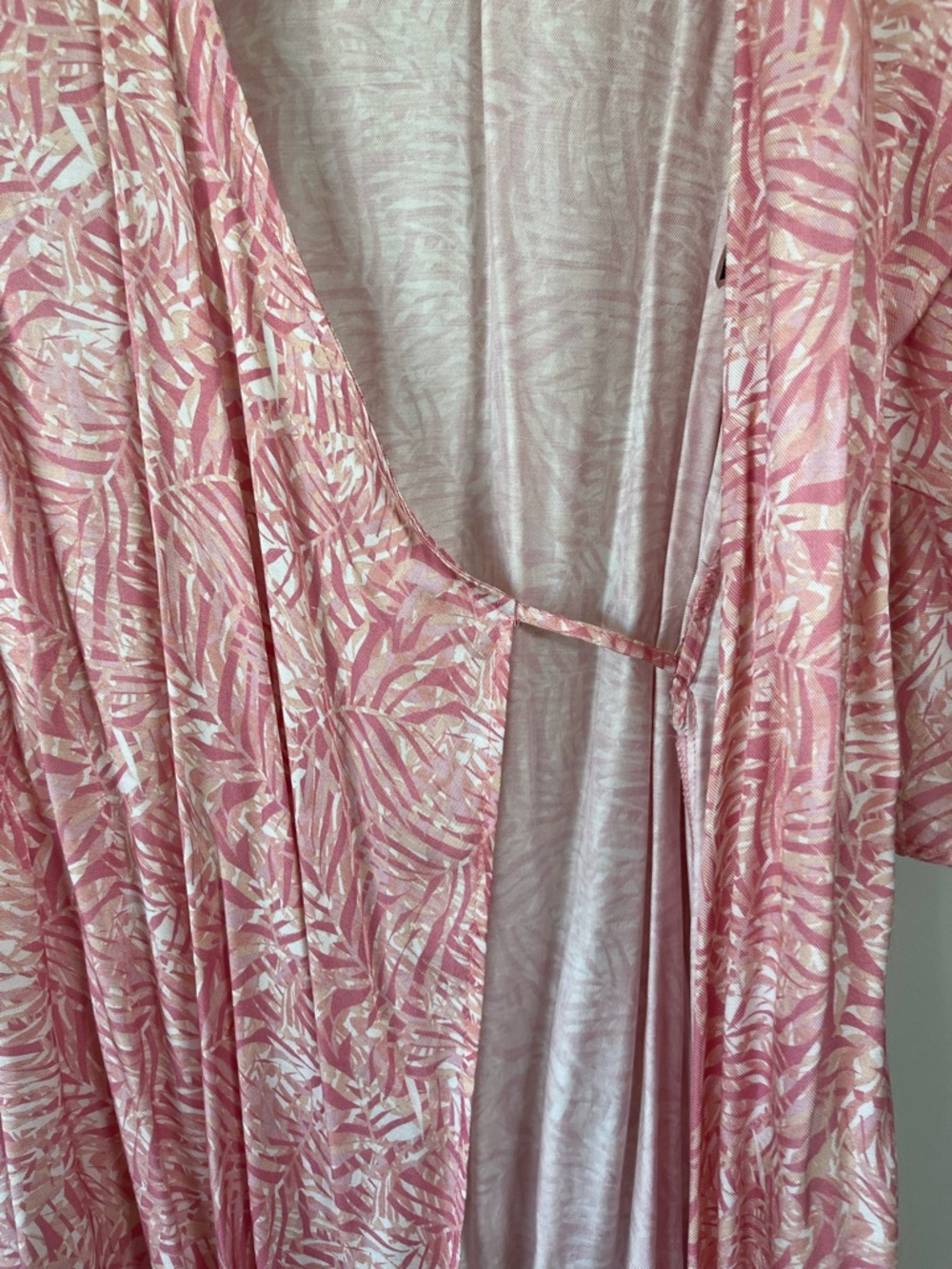 Maaji Pink and Cream Leaf-Print Wrap Dress - Picture 4 of 13